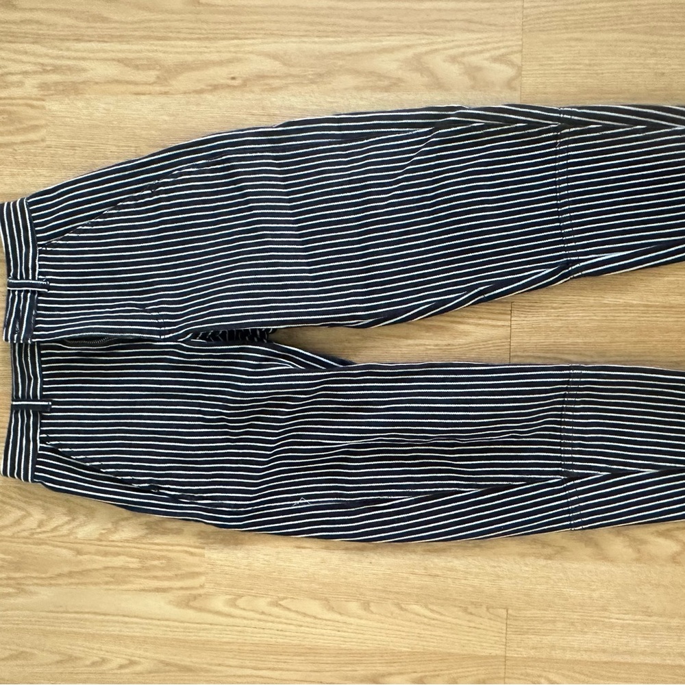 Everlane Barrel Jeans in black/white stripe. Size 2.